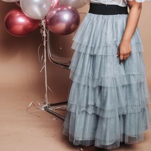 Gray layered tule skirt